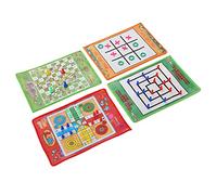 Respicefinem Snake and Ladder Kids Nine Mens Morris Portable Flying Chess Ludo Board para el Juego Familiar 4 en 1 Set con Tela no Tejida Plegable Suave Adecuada para Edades de 3