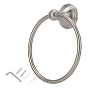 Respicefinem Stainless Steel Hand Towel Holder Wall Mounted Towel Rack Bathroom Hardware Rack Smooth Edges Protect Body and Prevent Items Falling Material Prev (893 Brushed Towel Ring)