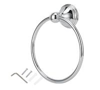 Respicefinem Stainless Steel Hand Towel Holder Wall Mounted Towel Rack Bathroom Hardware Rack Smooth Edges Protect Body and Prevent Items Falling Material Prev (893 Chrome Plated Towel Ring)