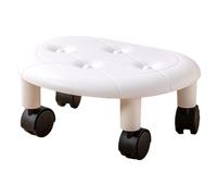 Respicefinem Taburete de Rodadura giratoria Redonda Ruedas universales Diseño Compacto de Cuero Falso para el hogar Uso de Alta Capacidad de Alto Peso Negro (Blanco)