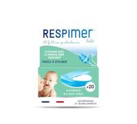 Respimer - 20 recambios mosca bebé - suave e higiénica - fácil de usar - 20 filtros protectores - resfriados y rinofaringitis - fabricados en Francia