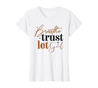 Respira Confianza Deja Que Dios Fe Cristiana Camiseta gráfica económica, Mujer, Blanco, XL