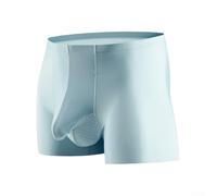 Respira fácilmente con estos calzoncillos tipo bóxer de seda de hielo para hombre con un diseño especial de bolsa (4XL azul claro)
