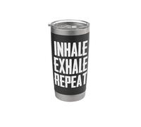 Respira | Inhala Exhala Recordatorio de respiración repetida Amante del yoga Vaso térmico de acero inoxidable de doble pared