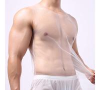 Respira libremente con esta camiseta sin mangas de red para hombre, ideal para el gimnasio o una salida nocturna (XXL blanco)