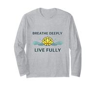 Respira profundamente y Vive plenamente - Mindfulness Yoga Yogis Mantra Manga Larga