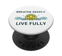 Respira profundamente y Vive plenamente - Mindfulness Yoga Yogis Mantra PopSockets PopGrip Adhesivo