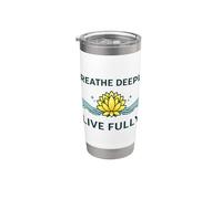 "Respira profundamente y vive plenamente" - Mindfulness Yoga Yogis Mantra Vaso térmico de acero inoxidable de doble pared