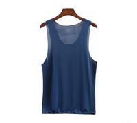 Respira tranquilo con este elegante chaleco de seda de hielo para hombre, una pieza imprescindible para tu armario de entrenamiento o salidas casuales (2XL azul oscuro)
