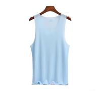 Respira tranquilo con este elegante chaleco de seda de hielo para hombre, una pieza imprescindible para tu armario de entrenamiento o salidas casuales (2XL azul claro)