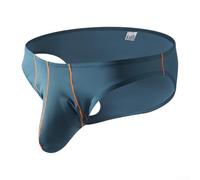 Respira tranquilo con estos cómodos calzoncillos de seda de hielo para hombre con diseños de línea de moda para días activos (M azul oscuro)