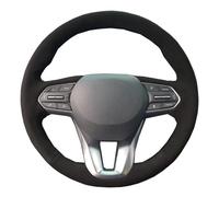 Respirable Funda para Volante Coche Piel Auténtica Ante Cosida A Mano para Hyundai para Santa para Fe 2019 2020(Gray Thread)