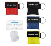 Respirador Primeros Auxilios,Llavero de Primeros Auxilios Máscara Respiratorio,Llavero de tela de respiración facial,Bolsa de respiración de boca a boca,Máscara CPR Llavero (4)