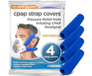 resplabs CPAP Strap Covers, 4 Pack Universal - Soft Cushion Pads for Most Full Face and Nasal CPAP Headgear - Reduces Strap Marks