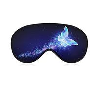 Resplandeciente mariposa transparente antifaz para dormir con los ojos vendados Blue Sparkle Stars Ajustable Super-Smooth Soft Eye Mask Cover para hombres, mujeres, viajes y siesta