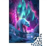 Resplandor en la Cueva del Oso Polar Cielo Estrellado fantástica Rompecabezas Sostenibles Estampados para Adultos De Madera De 38x26cm/1000pcs