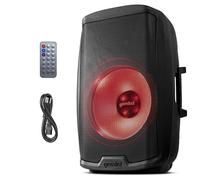 Gemini Sound AS-2115BT-LT active Bluetooth PA SISTEMA, Woofer de 15 pulgadas Watts DJ altavoces, luces de fiesta LED, SD, USB, entrada/salida XLR, micrófono de 2 x 1/4 pulgadas/entradas de RCA y AUX