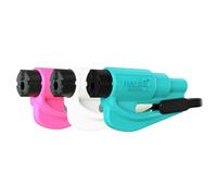 RESQME La Herramienta Original para Llavero de Escape de Emergencia de automóvil, Cortador de cinturón 2 en 1 y rompevidrios, Fabricado en EE. UU., Paquete de 3, Rosa, Blanco, Verde Azulado