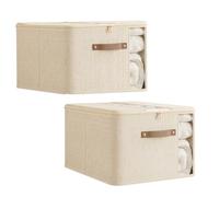 Resszo Organizador Armario, Bolsas Almacenaje Ropa de 40L, Cajas Organizadoras de Algodón y Lino con Estructura Rígida, Almacenamiento y Organización para Ropa, Mantas y Chaquetas