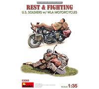 Miniart 53068 Figuras - Descanso Y Lucha Soldado U.S. En Motocicleta Militar - 1