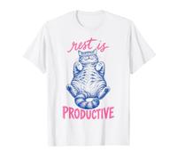Rest Is Productive Funny Lazy Cat Lover Nap Quote Camiseta