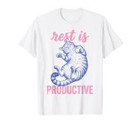 Rest Is Productive Funny Lazy Cat Lover Nap Quote Camiseta