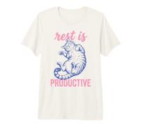 Rest Is Productive Funny Lazy Cat Lover Nap Quote Camiseta Premium