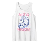 Rest Is Productive Funny Lazy Cat Lover Nap Quote Camiseta sin Mangas