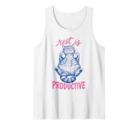 Rest Is Productive Funny Lazy Cat Lover Nap Quote Camiseta sin Mangas