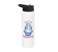 Rest Is Productive Funny Lazy Cat Lover Nap Quote Stainless Steel Insulated Water Bottle
