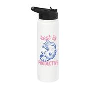 Rest Is Productive Funny Lazy Cat Lover Nap Quote Stainless Steel Insulated Water Bottle