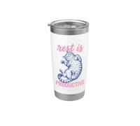 Rest Is Productive Funny Lazy Cat Lover Nap Quote Vaso térmico de acero inoxidable de doble pared