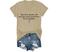 Rest Now, Brother. We Have The Watch, and I'll See You in Valhalla Camiseta, Tenemos El Reloj Camisetas Mujer Hombre, Caqui (cuello en V), 3XL
