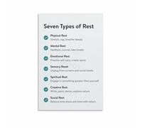 Rest & Recharge Poster, 7 Types of Rest for Self Care and Wellness, Motivational Art Print for Office, Counseling Room, or Home Decor(Unframed,16x24inch(40x60cm))