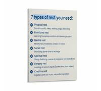 Rest & Recharge Poster, 7 Types of Rest for Self Care and Wellness, Motivational Art Print for Office, Counseling Room, or Home Decor(Framed,08x12inch(20x30cm))