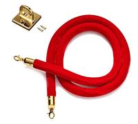 Restaurants/Movie Theaters/Office Front Desk Velvet Ropes,Durable Wall Barriers Rope with Hooks Kits, Queue Divider(Red,4.9ft/150cm)