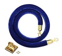 Restaurants/Movie Theaters/Office Front Desk Velvet Ropes,Durable Wall Barriers Rope with Hooks Kits, Queue Divider(Blue,4.9ft/150cm)