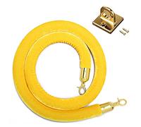 Restaurants/Movie Theaters/Office Front Desk Velvet Ropes,Durable Wall Barriers Rope with Hooks Kits, Queue Divider(Yellow,4ft/120cm)