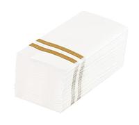 Restaurantware Luxenap - Servilleta rectangular de papel blanco a rayas doradas - Air Laid - 15 3/4 x 8 pulgadas - Caja de 2000 unidades