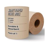 Restaurantware - Rollo de toalla de papel de 600 pies x 1 rollo de toalla de papel de 8 pulgadas de ancho, rollo de toalla de mano de 1 capa, dispensador universal de 2 pulgadas, núcleo duro, alta