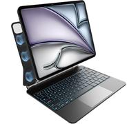 RESTEQ - Funda con teclado retroiluminado QWERTZ para iPad Air 13 2024 y iPad Pro de 12,9 pulgadas, 3e-6.ª generación, con almohadilla táctil magnética, color negro