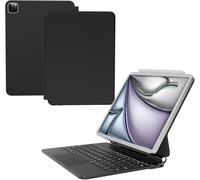 RESTEQ - Funda para teclado QWERTZ para iPad Air 11 M2 2024 y iPad Pro 11, con trackpad Multi-Touch, fijación magnética, retroiluminación de 7 colores, color negro