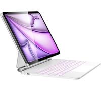 RESTEQ Teclado QWERTZ retroiluminado con funda para iPad Air 13 2024 M2 y iPad Pro de 12,9 pulgadas 3e/4e/5e/6ª generación con touchpad magnético, color blanco