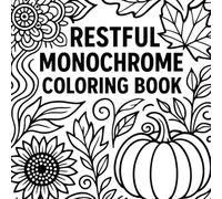 Restful monochrome coloring book: A calming collection of mindful black and white designs, patterns, animals, mandalas, and seasonal themes for stress relief and relaxation