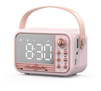 Restikiant Altavoz Despertador Bluetooth 5.0 Compatible con Tarjeta TF, Disco U, AUX, Sonido 3D, Difusión, Tipo Despertador, Altavoz A