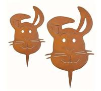 Restikiant Conejos Retro Hechos A Mano, Enchufe de, Decoración para Exteriores, Conejos, de Hierro Oxidado, Arte para Patio Al Aire Libre para Decoración de Granja