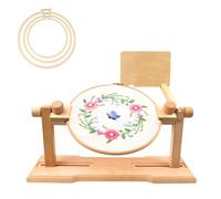 Restikiant Soporte de de Bordado Ajustable, Soporte de Regazo para Bordado Giratorio Crossstitch Supplies con 3 Aros de Bordado