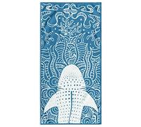 RESTILO Toalla de Playa Grande 90 x 180 cm 100% algodón, Toalla de baño de Terciopelo, Color Azul Oscuro Azul Marino Blanco Tiburón