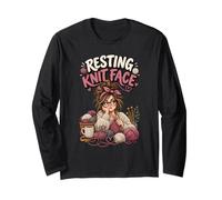Resting Knit Face Fibra tejedora Divertida tejiendo Manga Larga
