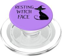 Resting Witch Face Black Cat Halloween Purple Cat Witchy Cat PopSockets PopGrip para MagSafe